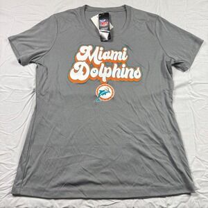 Womens Miami Dolphins NFL Team Apparel Gray T Shirt Size Medium Polyester